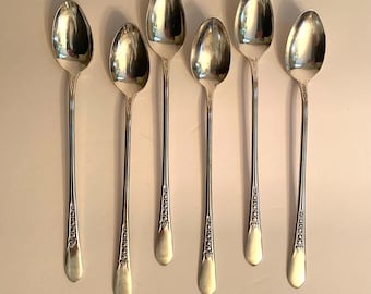 6 Silverplated Ice Tea Spoons - Priscilla Lady Ann