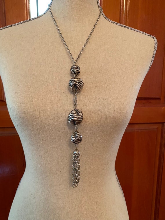 Vintage Silver Necklace- Textured Baubles