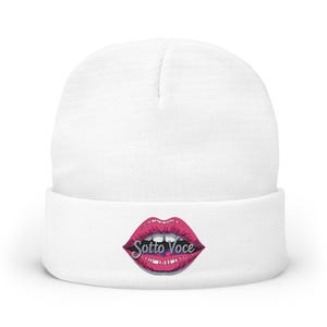 Sparkly Lips Knit Beanie, Trendy Winter Accessory, Gift for Her, Cozy Fashion Hat, Cute Beanie with Embroidery