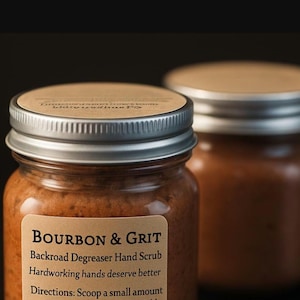 Bourbon & Grit Degreaser Hand Scrub- Mechanic scrub- Blue Collar Self Care- Heavy Duty Pumice Hand Scrub with Pink Clay