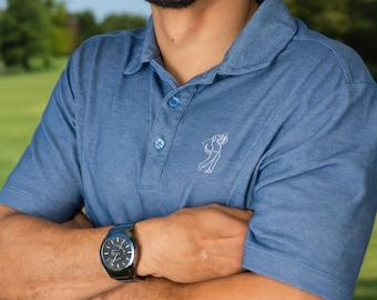 Golf Dog Polo Shirt, Mens Moisture Wicking Cotton Blend, Animal Shelter Donation