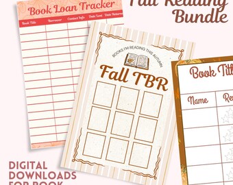 Fall Reading Bundle - Social Media Templates, Fall TBR, Bookmarks, and Book Loan Trackers