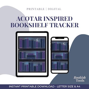 ACOTAR Bookshelf Tracker | Night Court Inspired Reading Log | Digital Book Tracker, Feyre Aesthetic Printable | Fantasy Bookshelf Decor PDF