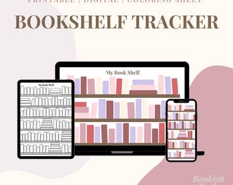 Bookshelf Reading Tracker: 100 Books, Romance Color Scheme (Digital Download, PDF Template)