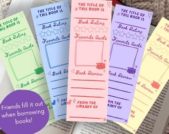 Printable Book Loan Bookmark: 'From the Library Of' Review Tracker (Digital Download)