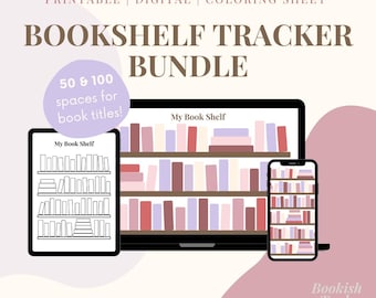 Bookshelf Tracker Bundle | 100 and 50 Book Tracker | Digital Reading Log for Book Lovers | GoodNotes & Printable Template | Romantic Colors