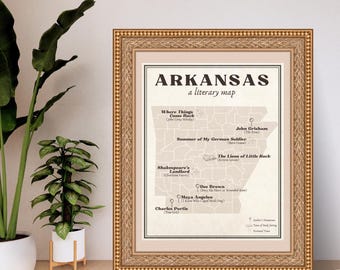 Vintage Literary Map of Arkansas: Book Lover Gift (Digital Download