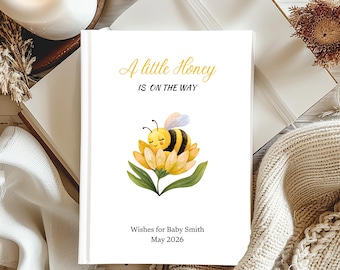 Petit livre d'or de baby shower, personnalisé, voeux de bébé, décoration abeille, neutre pour bébé, cadeau de journal pour NOUVELLE maman, papa