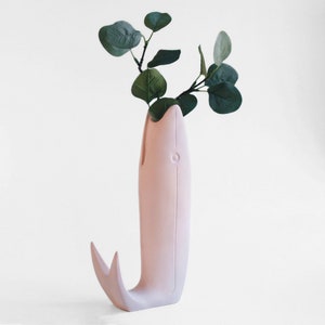 FISH vase, porcelain pink ceramic home decor image 1