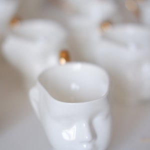 Porcelain DOLL HEAD coffee or tea mug with gold handle, ceramic mug, china cup image 2