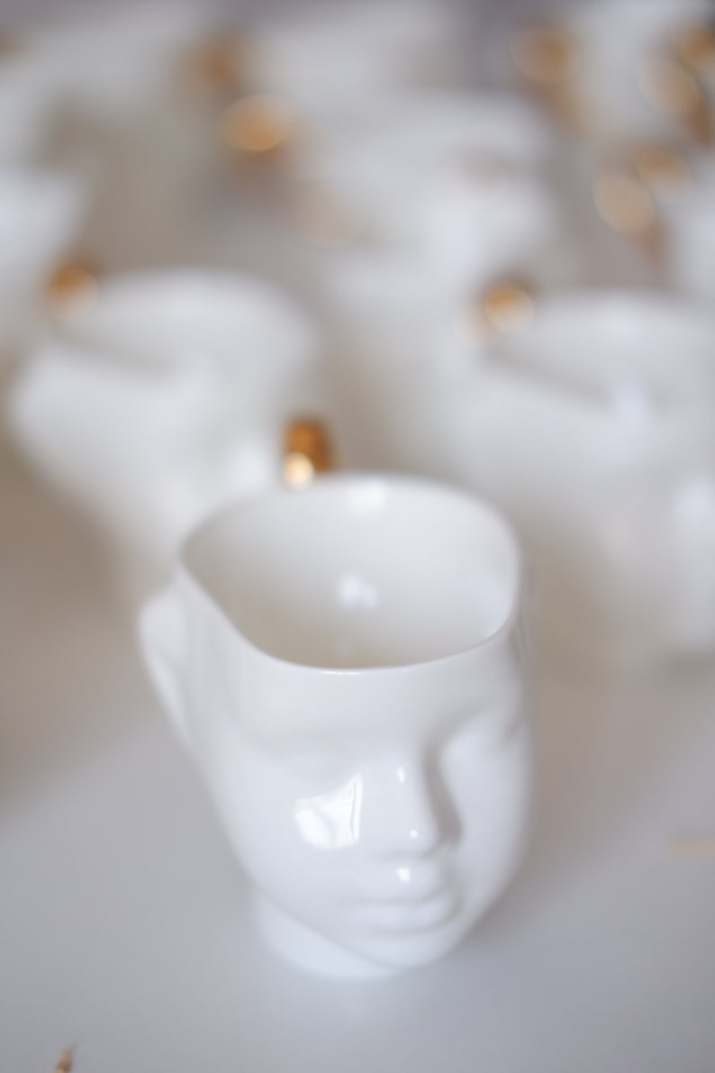 Porcelain DOLL HEAD coffee or tea mug with gold handle, ceramic mug, china cup image 2
