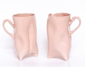 Porcelain cups set of pink , ceramic cups handbuilt for coffee or tea by ENDE