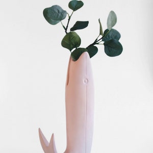 FISH vase, porcelain pink ceramic home decor image 2