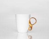 Porcelain Cup MOBIUS cup white and gold china mug handmade by ENDE ceramics