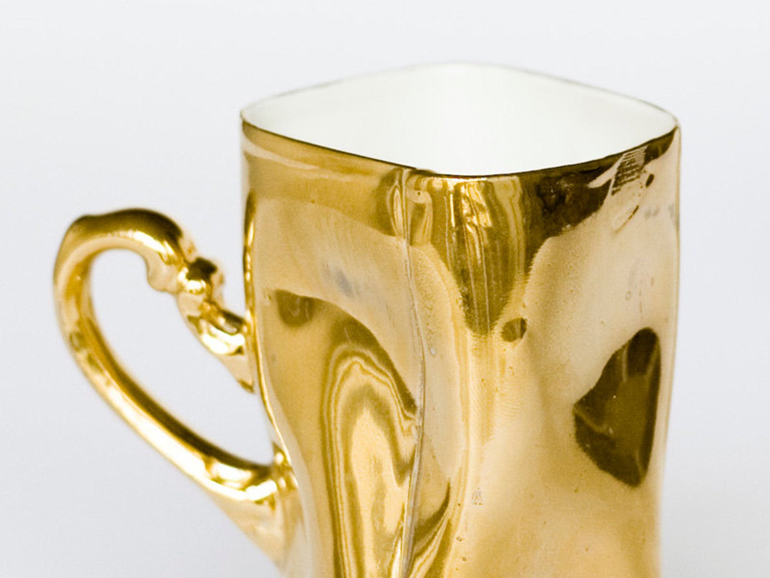 Gold porcelain cups set ceramic mugs for coffee or tea Etsy