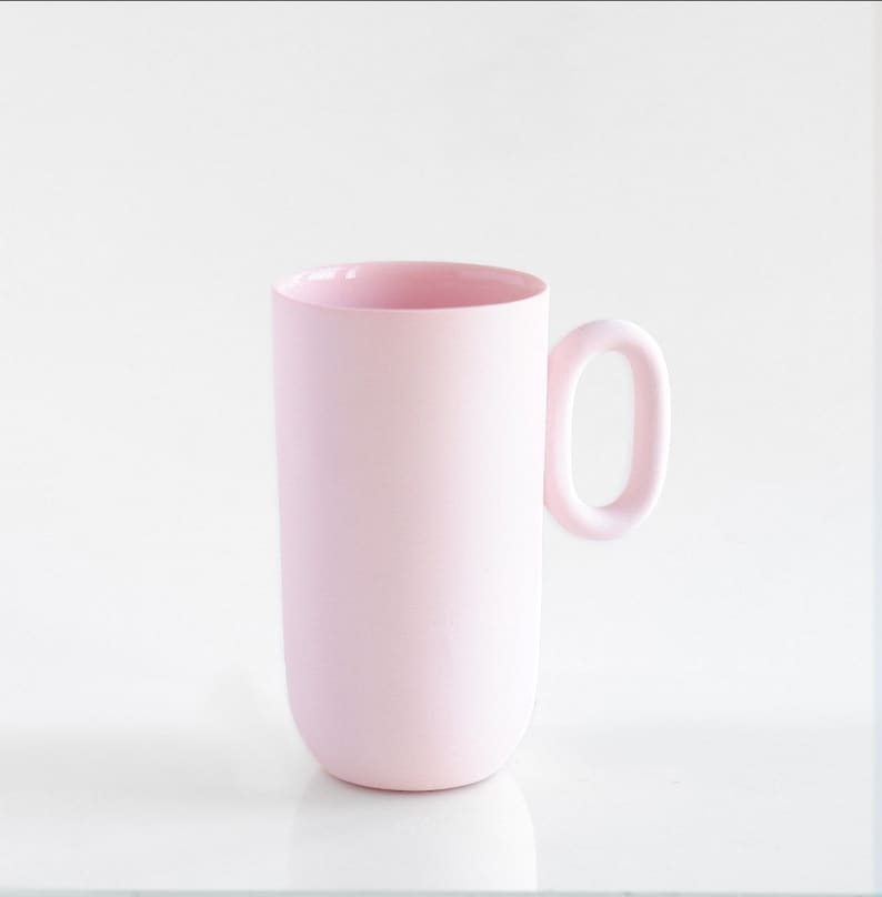 OM porcelain cup pink, bone china mug handmade in UE by ENDE image 1