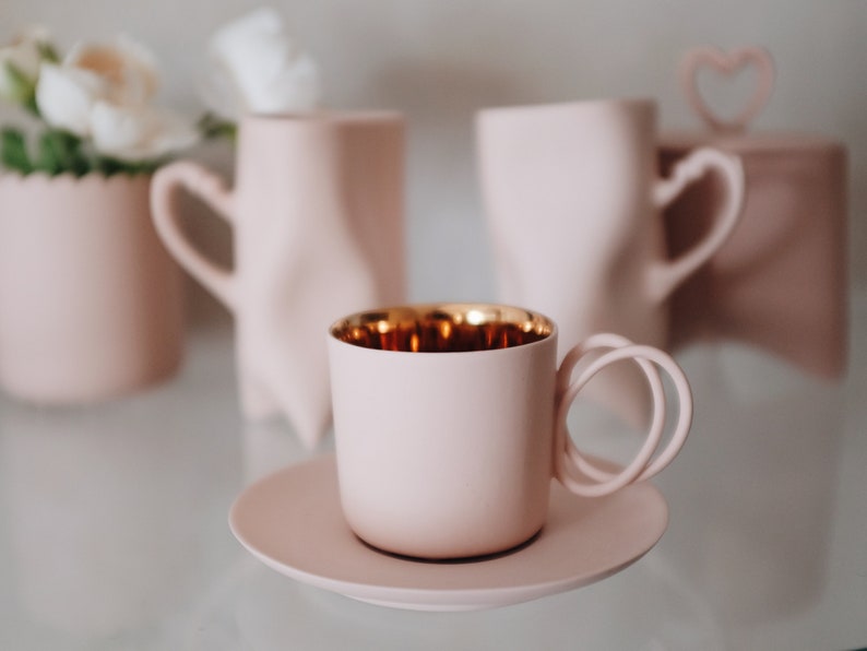 TRIDENT Pink ceramic mug, pink china cup, handmade coffee cup or tea cup by Ende 画像 2