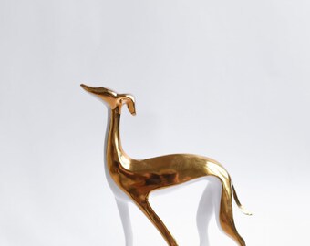 Greyhound figurine in gold  handmade by ENDE Ceramics, Porcelain figurine for animal and miniature lovers