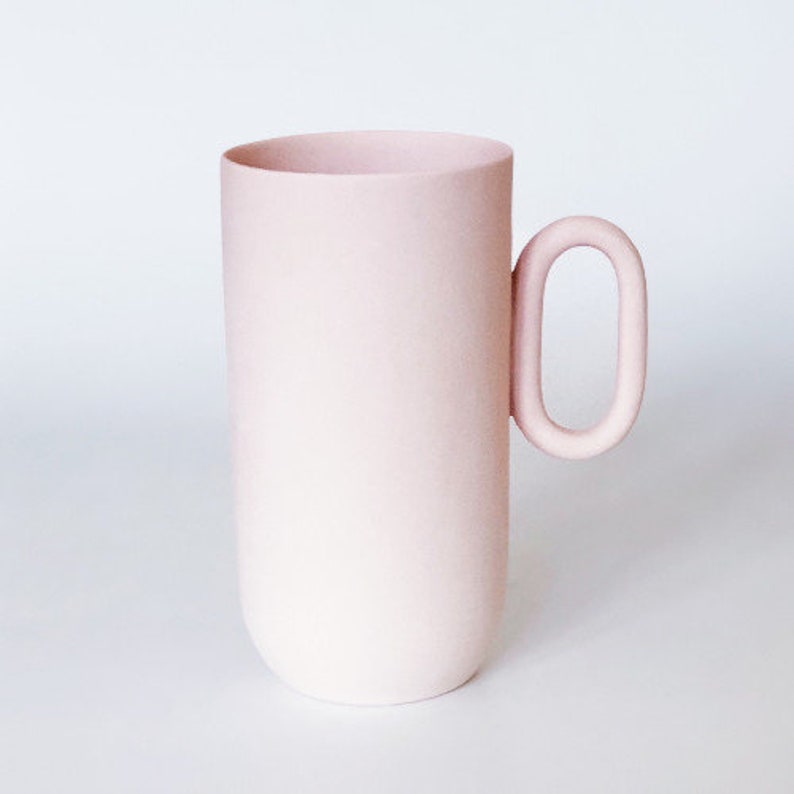 OM porcelain cup pink, bone china mug handmade in UE by ENDE image 3