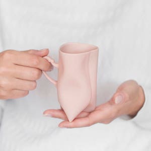 TRIDENT Pink ceramic mug, pink china cup, handmade coffee cup or tea cup by Ende image 1
