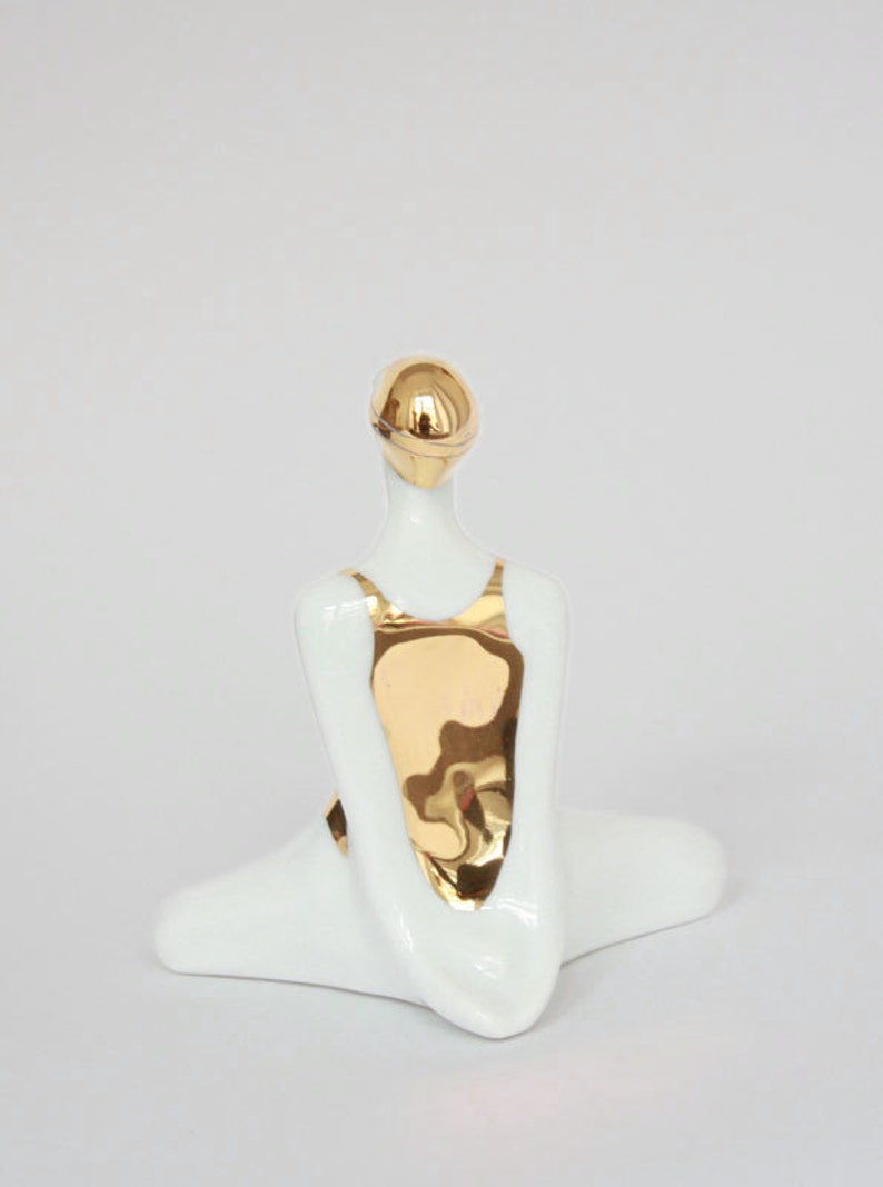 Swimming in gold Ceramic Porcelain figurine, for olympic and sport lovers. image 3