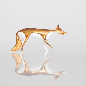 Gold Fox porcelain figurine Ceramic Porcelain figurine sculpture white bone china porcelain real gold image 2