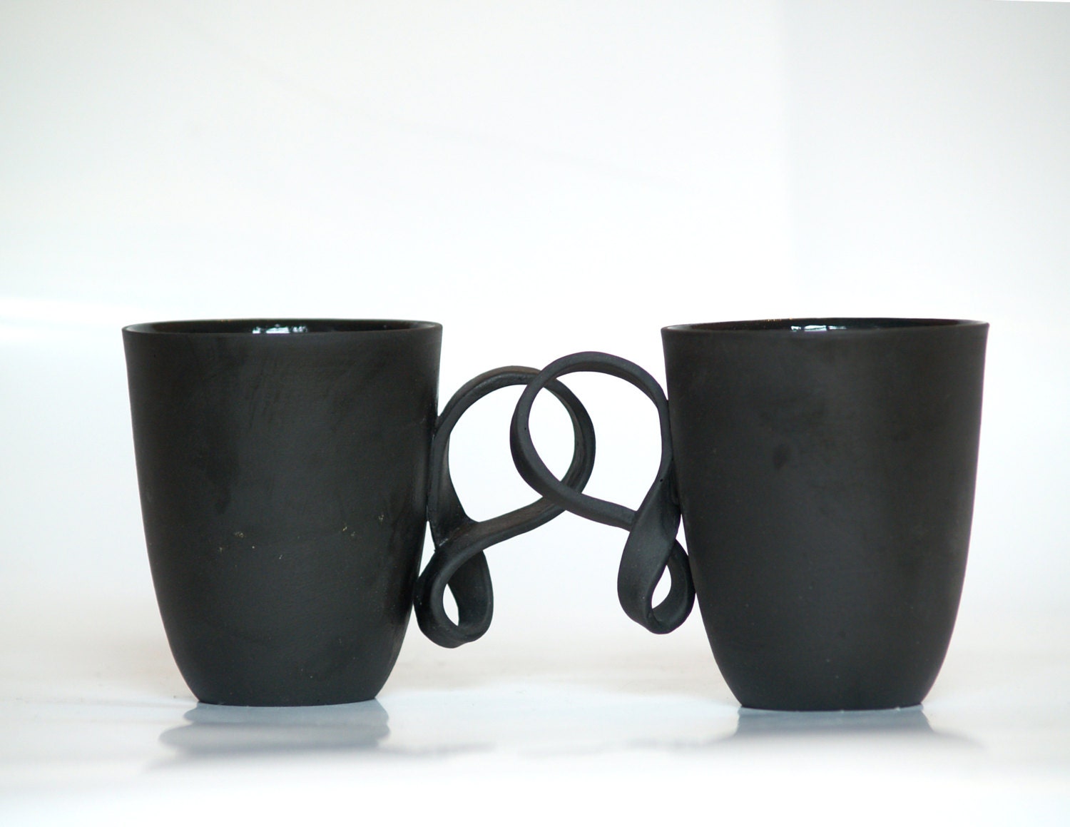 MOBIUS Cups Set of Two Black Porcelain China Mugs for Coffee Etsy