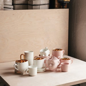 BIG SIZE Porcelain doll head coffee mug, pinkceramic mug, tea mug, china cup image 2