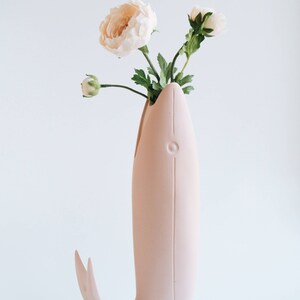 FISH vase, porcelain pink ceramic home decor image 4