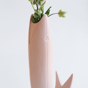 FISH vase, porcelain pink ceramic home decor image 5