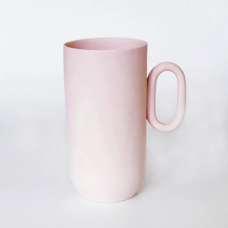 OM porcelain cup pink, bone china mug handmade in UE by ENDE image 2