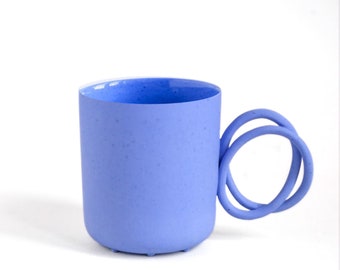 TWIST Dark blue porcelain mug, china cup handmade by ENDE