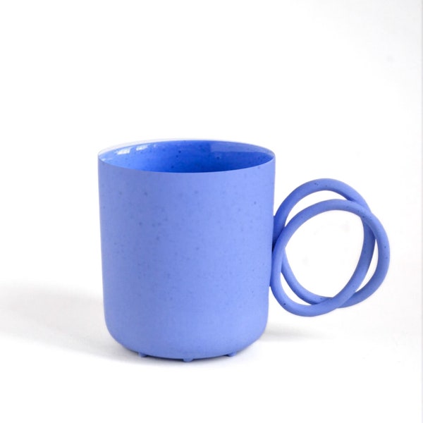 TWIST Dark blue porcelain mug, china cup handmade by ENDE