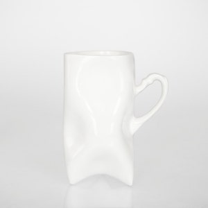 TRIDENT White porcelain cup handmade for tea or coffee mug image 1