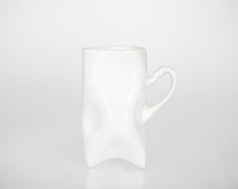 TRIDENT White porcelain cup - handmade for tea or coffee mug