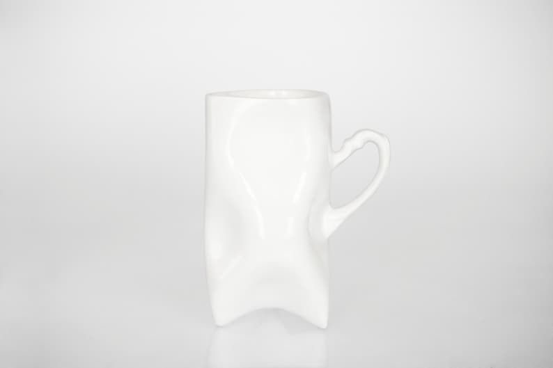 TRIDENT White porcelain cup handmade for tea or coffee mug image 1