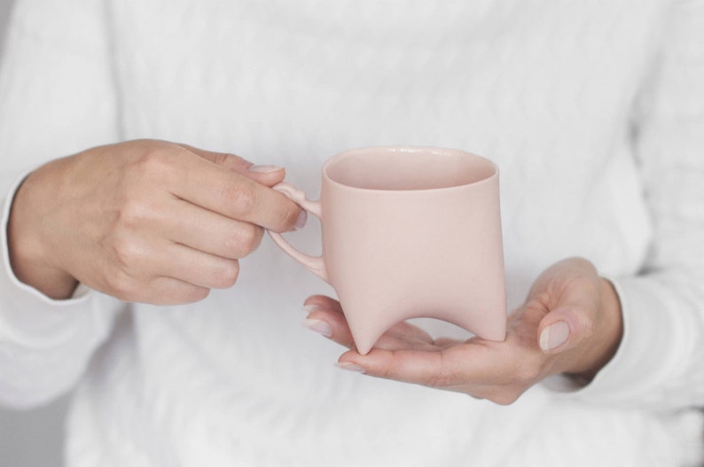 TRIPLE Pink porcelain mug, pink china cup, ceramic cup handmade coffee cup or tea cup by ENDE image 1