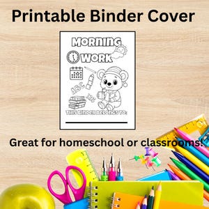 Morning Work Binder Cover – Printable Coloring Page for Homeschool or Classroom