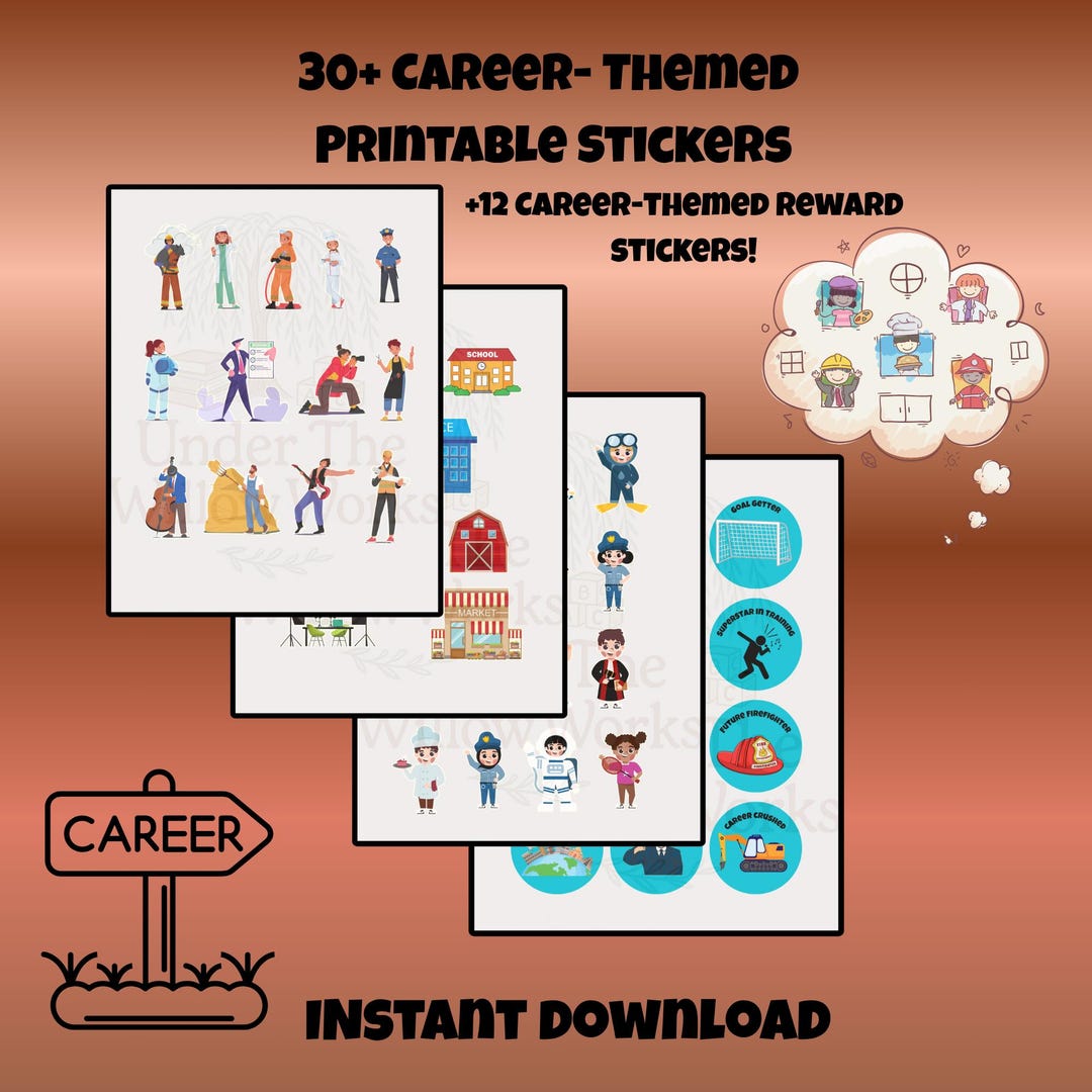 Career Dress-up Sticker Pack: Printable Reward Stickers for Kids ...