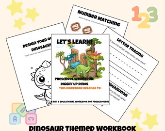 Dinosaur Activity Workbook: Dino-Themed Learning for Kids (PDF Download, 52 Pages)