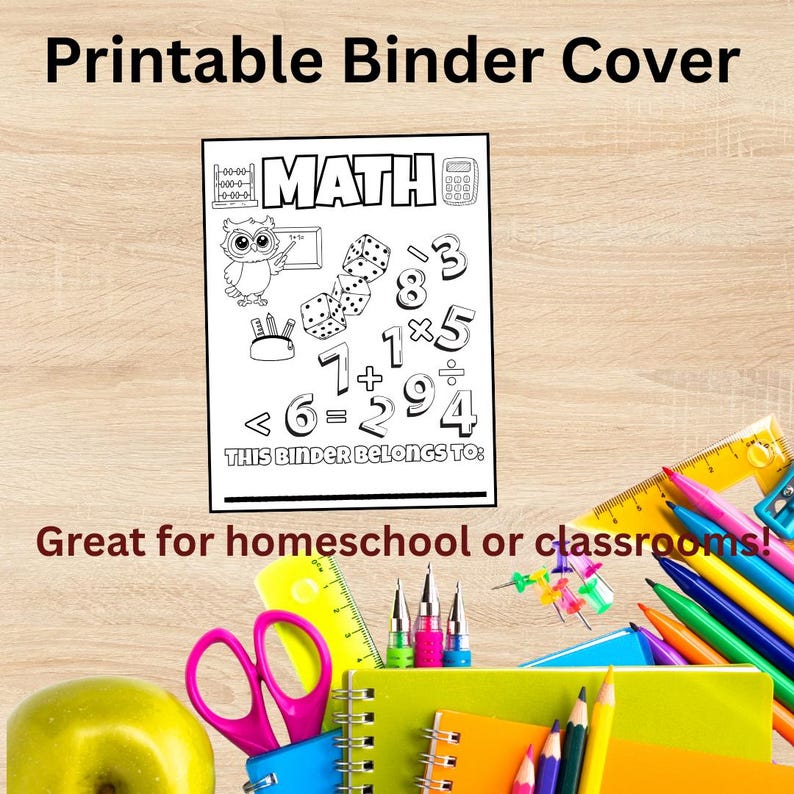 Printable Math Binder Cover – Coloring Page Divider for Homeschool or ...