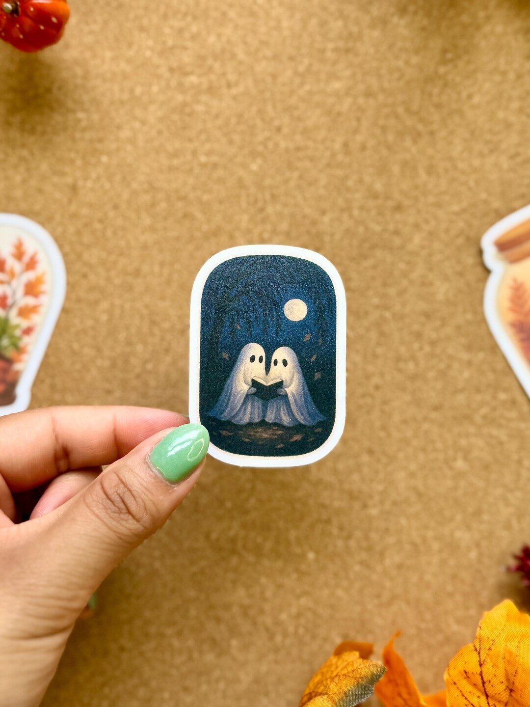 Ghost Reading Sticker, Spooky Cute Ghosts Vinyl Decal, Halloween ...