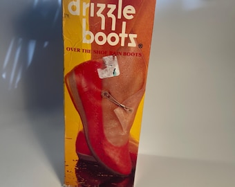 vintage "Drizzle Boots,"  protective rain covers to be worn directly over regular shoes galoshes Size 9 - 9 1/2