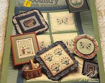 vintage Suzanne McNeill Design Originals "French Country" counted cross-stitch pattern book, Book No. 007 tulips sampler