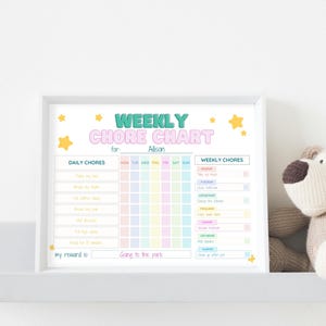 Printable Weekly Chore Chart for Kids | Editable Reward Chart | Responsibility Tracker | Family Routine Planner | Instant Download
