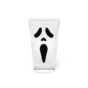 Ghostly Pint Glass, 16oz - Spooky Halloween Cup, Haunted Drinkware, Creepy Beer Mug, Horror Gift, Paranormal Scream Glass