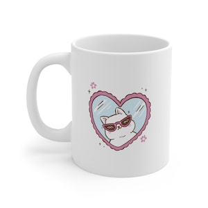 Cool Cat Mirror Mug, Funny Cat Mug, Gift for Cat Lovers, Unique Coffee Cup, Pet Lover&#39;s Gift, Cute Ceramic Mug