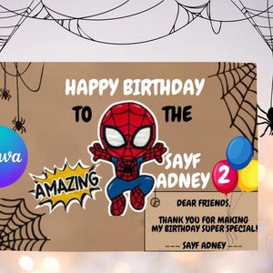 Editable Spiderman Birthday Card Tag