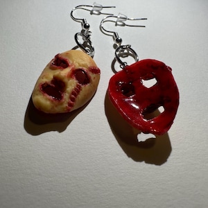 Bloody Skinned Face Mask l Polymer Clay Earrings I Handmade