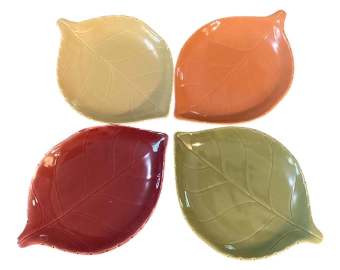 TAG Fall Appetizer Plate/ Spoon Rests- Leaf Designs Set of 4